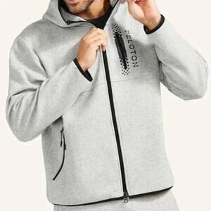 Peloton Sweatshirt Mens Large On Go Full-Zip Hoodie Heavyweight Grey M A000478